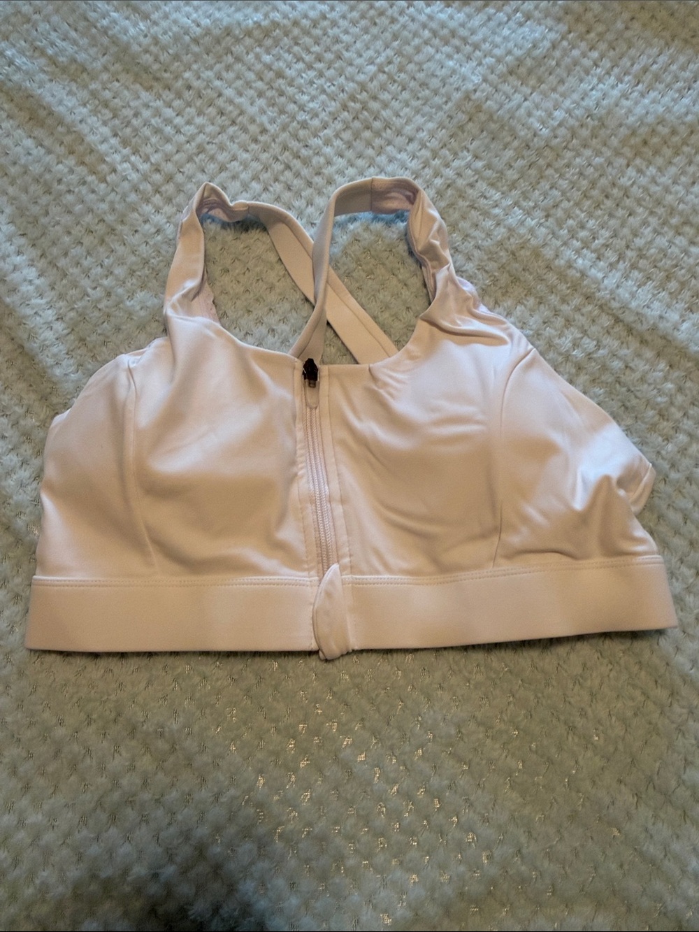 Front-Zip Racerback Sports Bra in white